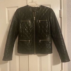 Black quilted leather jacket